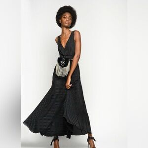 Pinko Elegant Black Maxi Dress with rhinestone crystals NWT